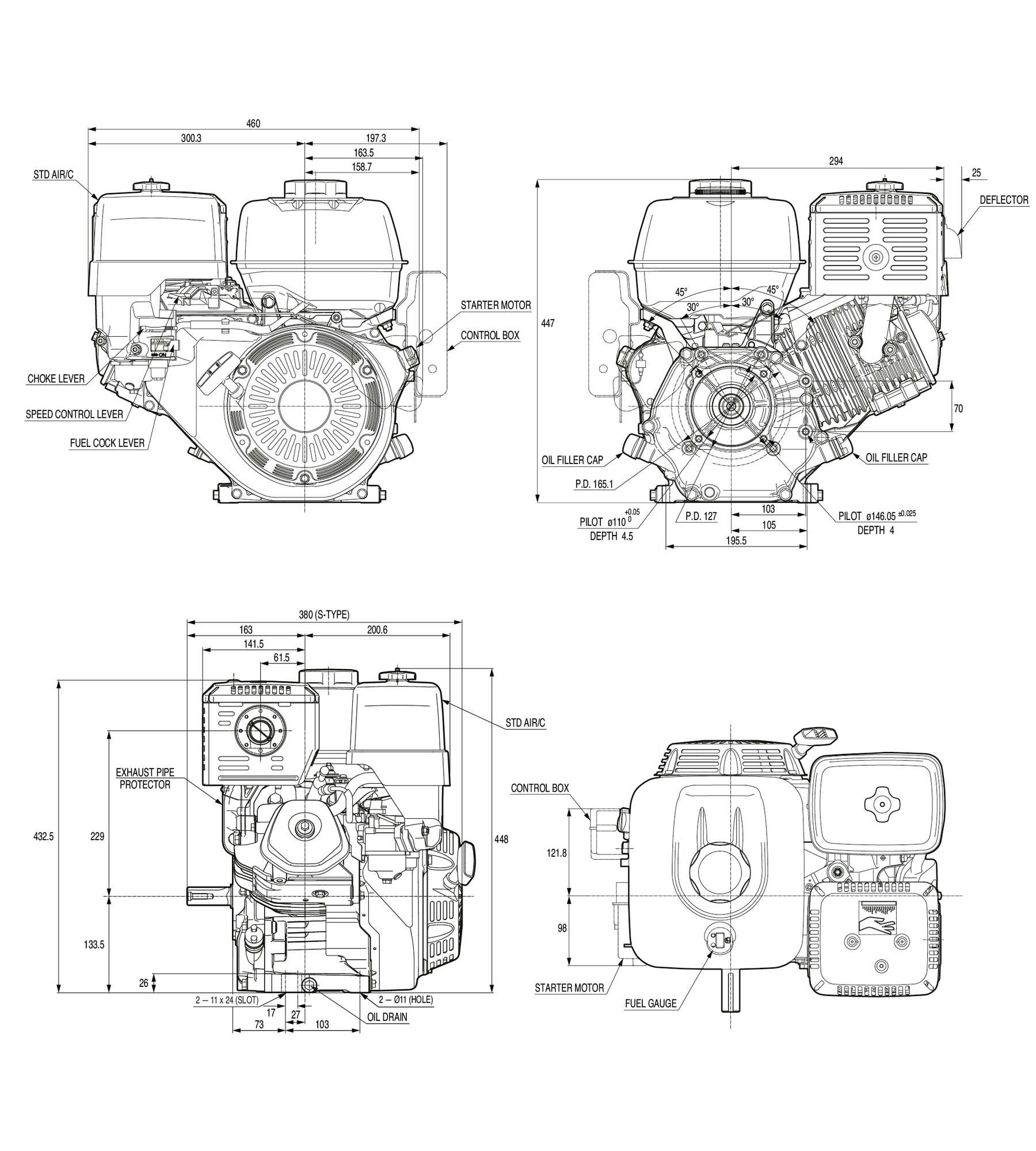 Honda GX390-QXE4 Petrol Engine – Electric Start, 13.0 Hp, 1" Shaft – Part No: GX390UT2-QX-E4-OH
