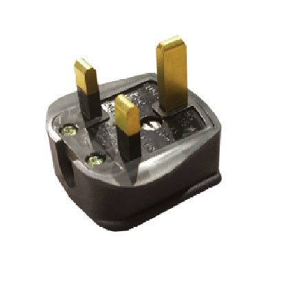 Black 13 Amp Rubber Plug - Heavy-Duty & Durable UK Mains Plug