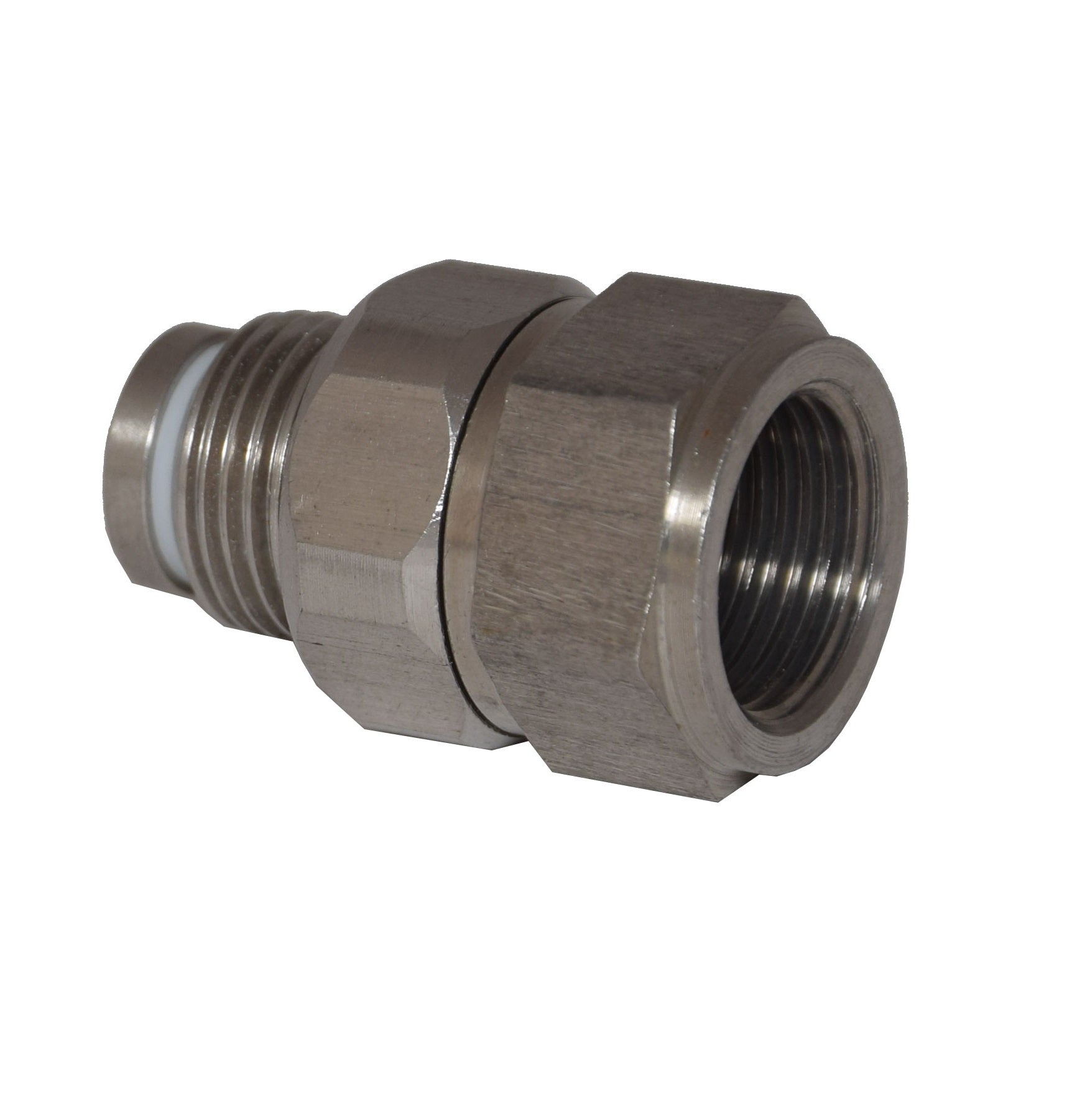 Compact Stainless Steel Swivel – 3/8″M x 3/8″F, 250 Bar Rated, 23mm Body Length