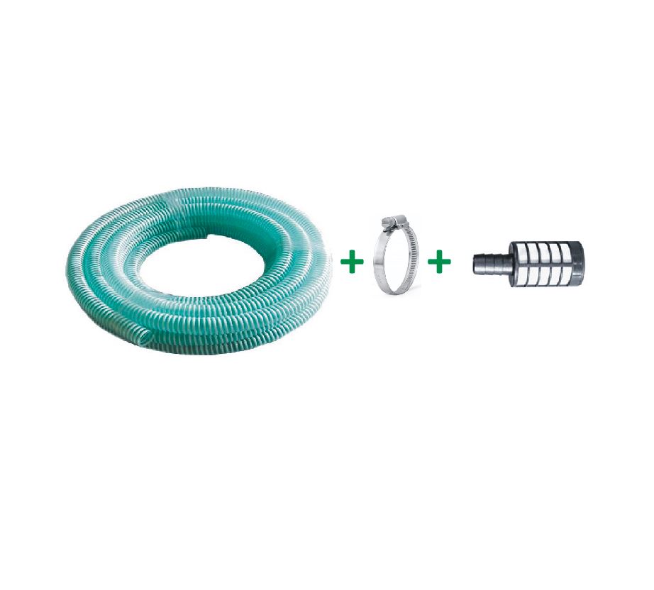 Tricoflex “Spirabel” Suction Hose Kit – Type B, 3/4″ (20mm) ID, 3m or 5m, with Intake Strainer
