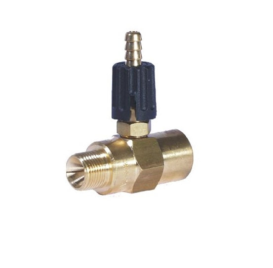 Adjustable Brass Chemical Injector – 3/8″ F x 3/8″ M, PA, Up to 280 Bar