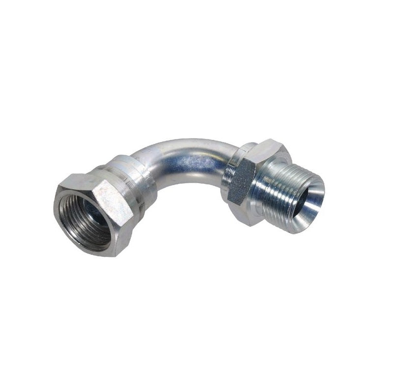 Plated Steel 90 Degree Swept Elbow - High-Pressure Swivel Connector