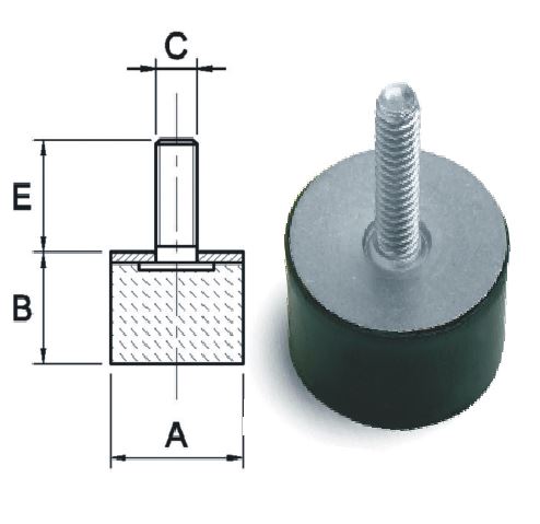 Anti Vibration Mounting / Foot (AVM) - Stud with Base - Essential Vibration Isolation