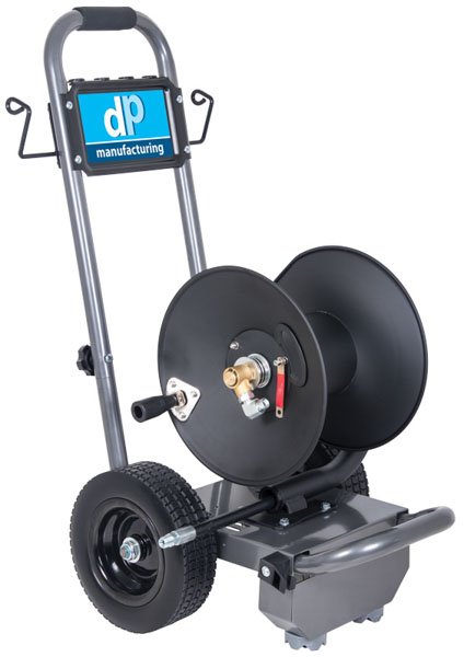 Wheeled Trolley-Mounted Manual Hose Reel – [15m/25m/30m/50m/60m ], 3/8″ Hose Compatible, 275 Bar – Steel Frame with Brass Swivel