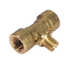 Brass Tee Piece – 3/8"F x 3/8"M x 3/8"F, Rated to 250 Bar