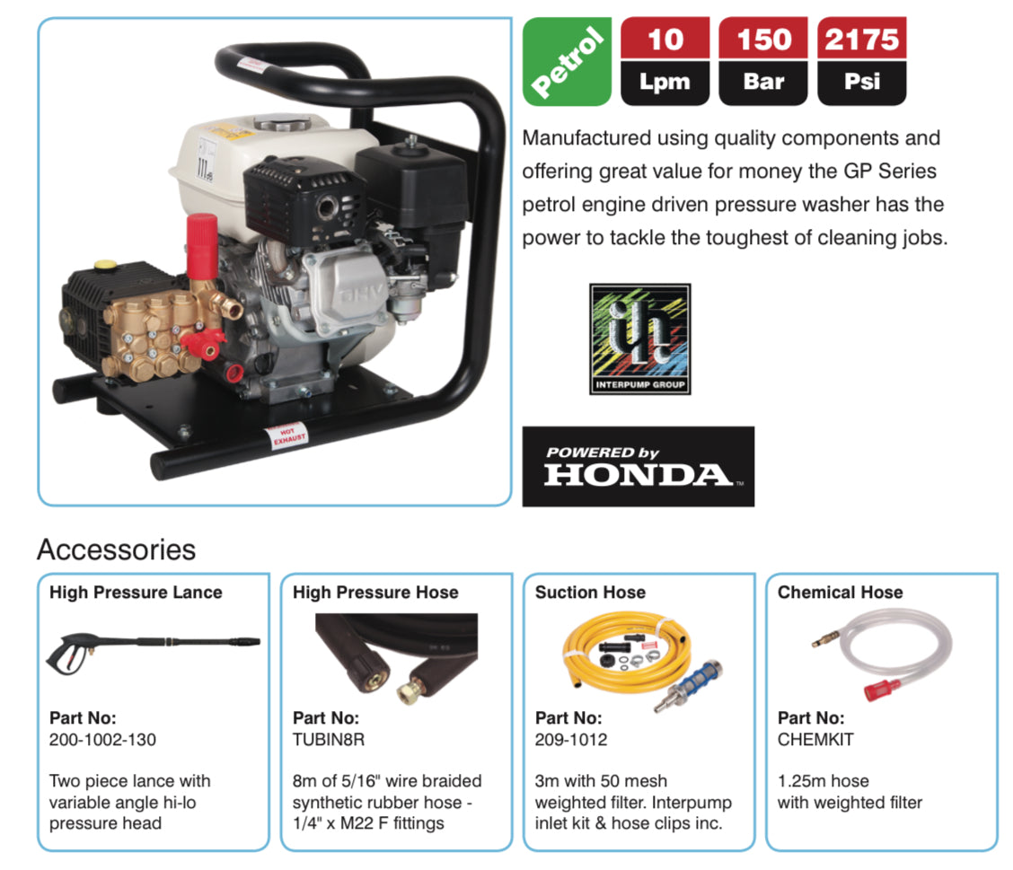 GP Series 10150 Petrol Pressure Washer - Portable Power for Demanding Cleaning