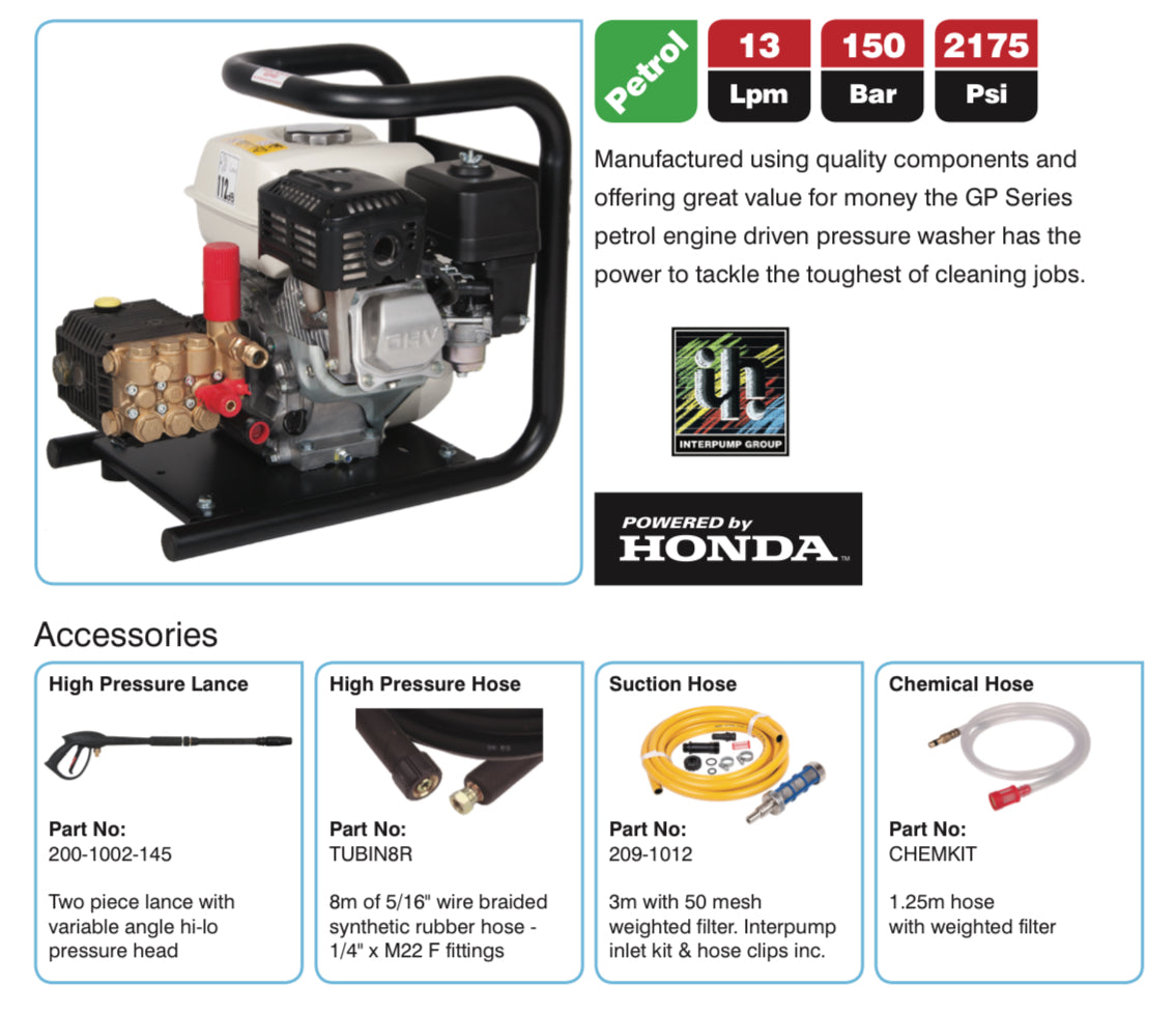 GP Series 13150 Petrol Pressure Washer - High-Flow Portable Power for Tough Cleaning