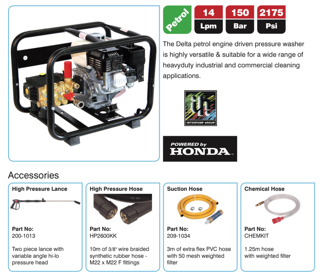 Delta 14150 Petrol Pressure Washer - High-Flow Portable Industrial Power