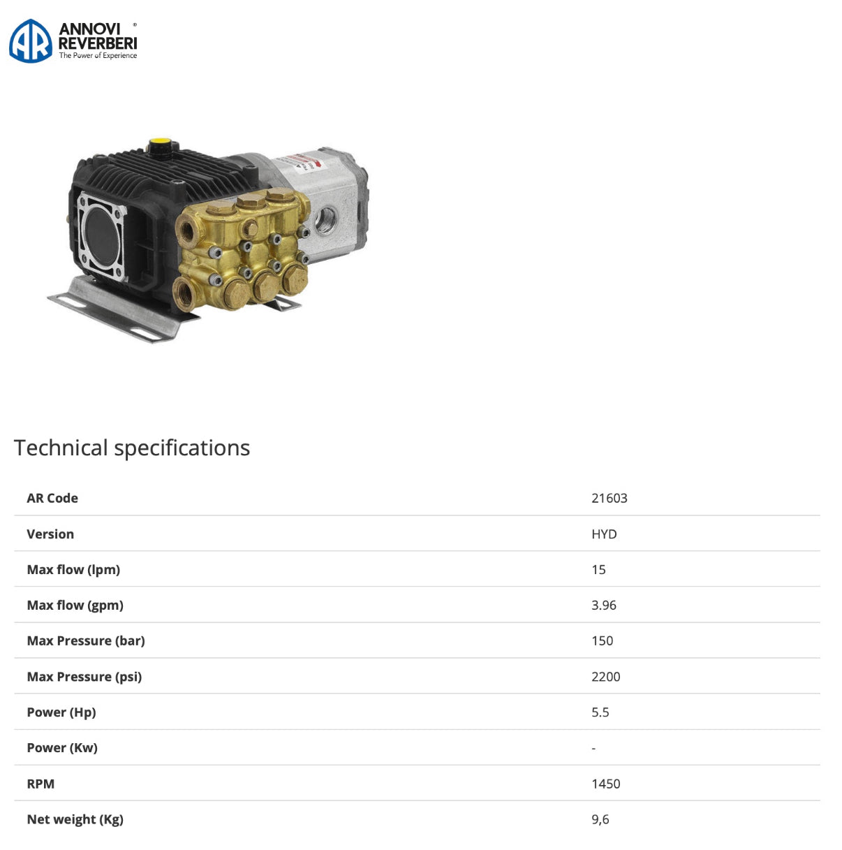 HYD-XM 15.15 MP Hydraulic Drive Motor and Pump Unit – 15 L/min @ 150 Bar, 1450 RPM, Solid Shaft – 5.5HP Sauer Danfoss Motor – Part No: HYD-XM15.15 M