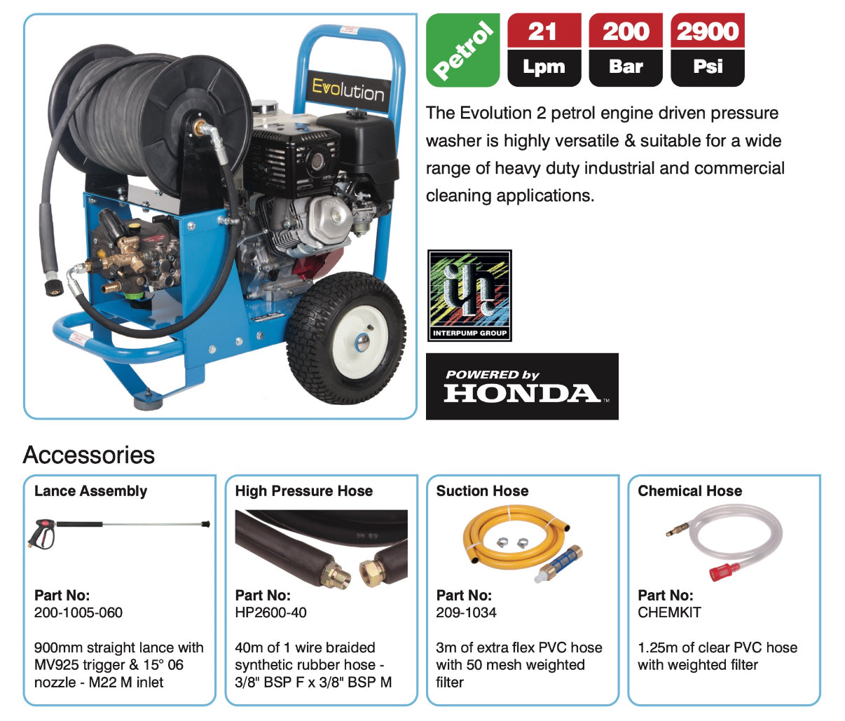 Evolution 2 21200 Petrol Pressure Washer - Max Flow, High Pressure & Integrated Hose Reel for Extended Reach