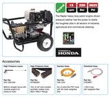 Rapier 15250 Petrol Pressure Washer - Extreme Pressure with Gearbox Drive for Industrial Demands