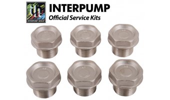 Interpump Service / Repair Kit 5 - 6x valve caps with O rings Nickel plated brass