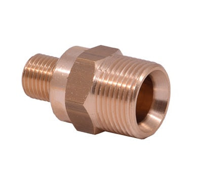 Deep Bore Brass Coupling – 3/8" Male x M22 Male, M14 Internal Bore x 25mm Depth